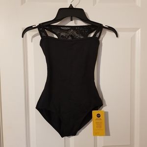 NWT Black Open Back Lace Leotard